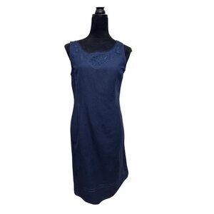 H.O.G Sleeveless Linen Cotton Dress Navy